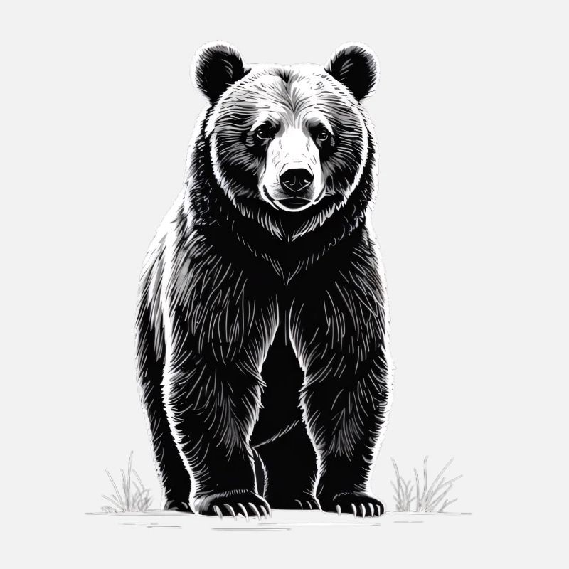 Black and White Bear Illustration