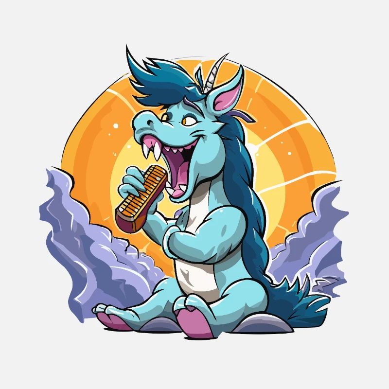 Blauer Drachen-Sänger vor Sonnenkreis