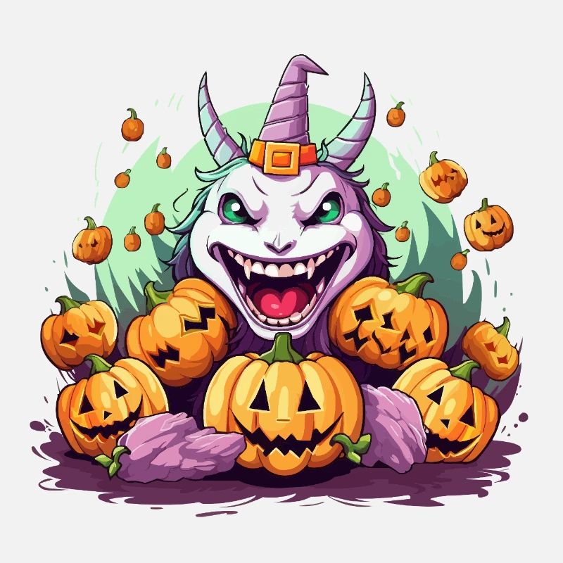 Halloween Witch with Pumpkins