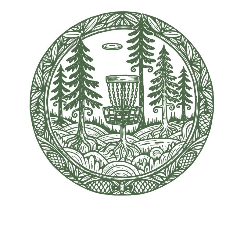 Forest Disc Golf Basket Flying Disc Course Scene