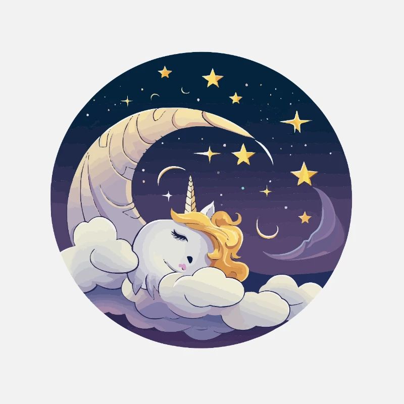 Mondtraum Einhorn über Wolken