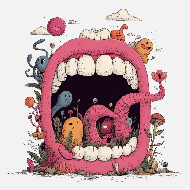 Pink Mouth World with Creatures