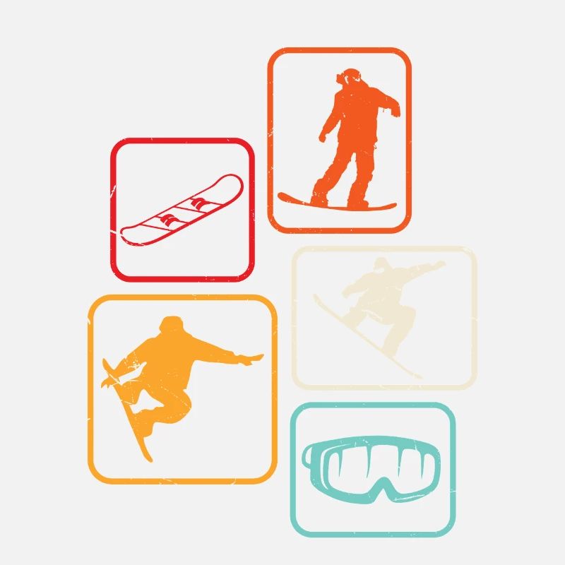 Snowboard retro Snowboarden Skifahren 
