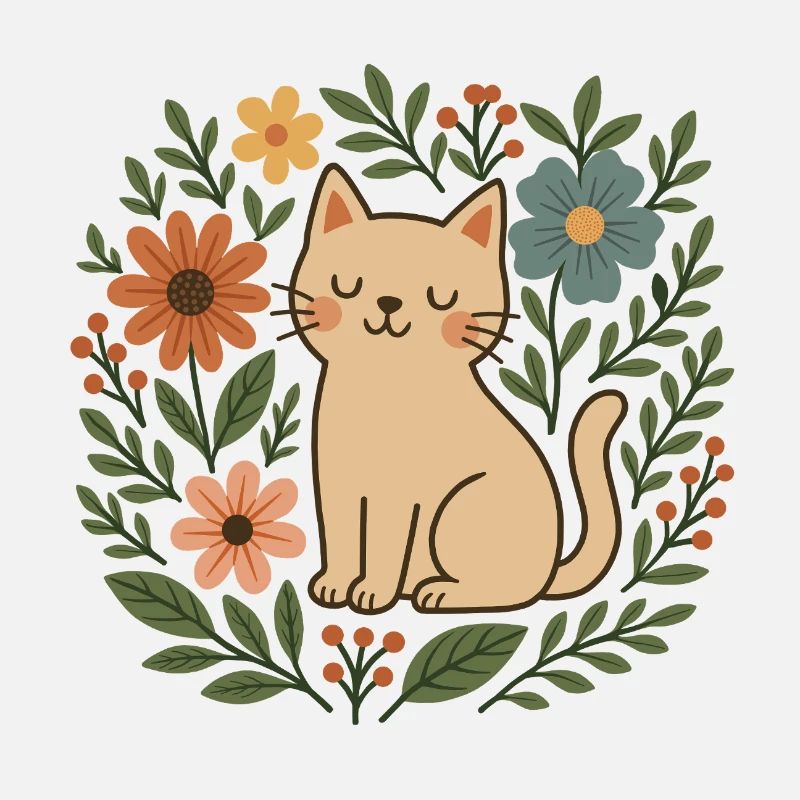 Florale Katze zwischen den Blüten