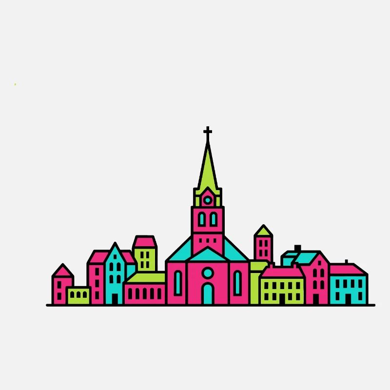 Jonkoping City Skyline Lake Vattern Line Art