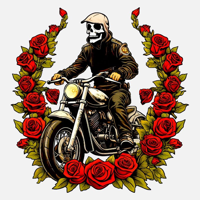 Motorrad Skelett Rosen