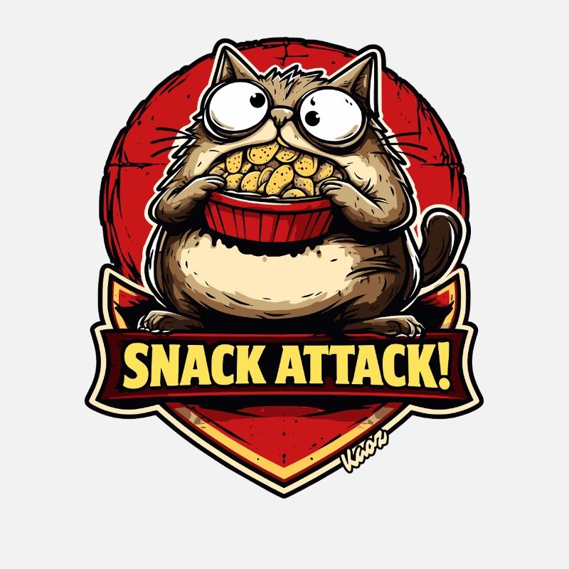 Chat qui attaque un snack avec du pop-corn