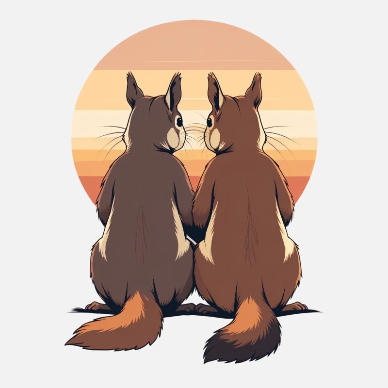 Deux lapins au coucher du soleil