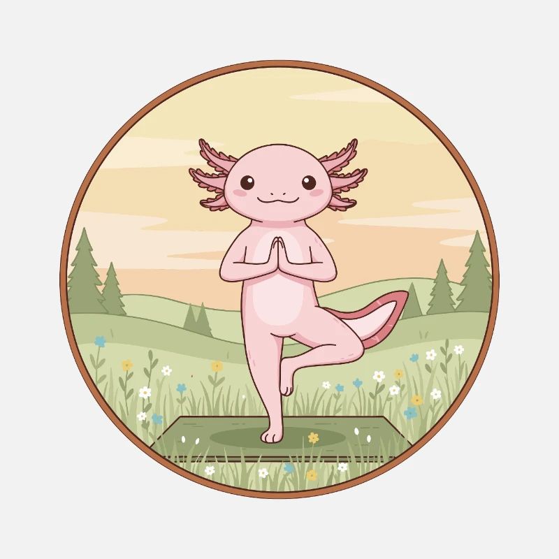 Yoga Axolotl Fish Doing Tree Pose
