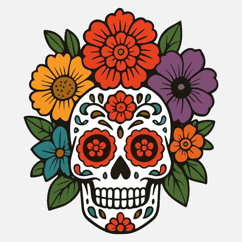 Blumen-Sugar-Skull im Dia de los Muertos Stil