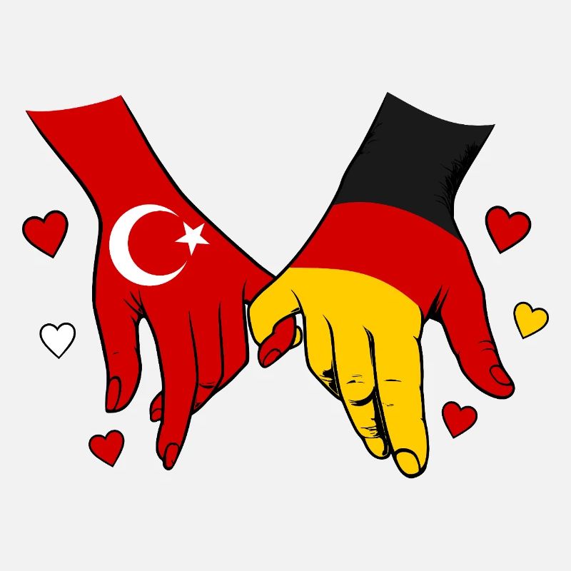 Turkey Germany Flag Holding Hands