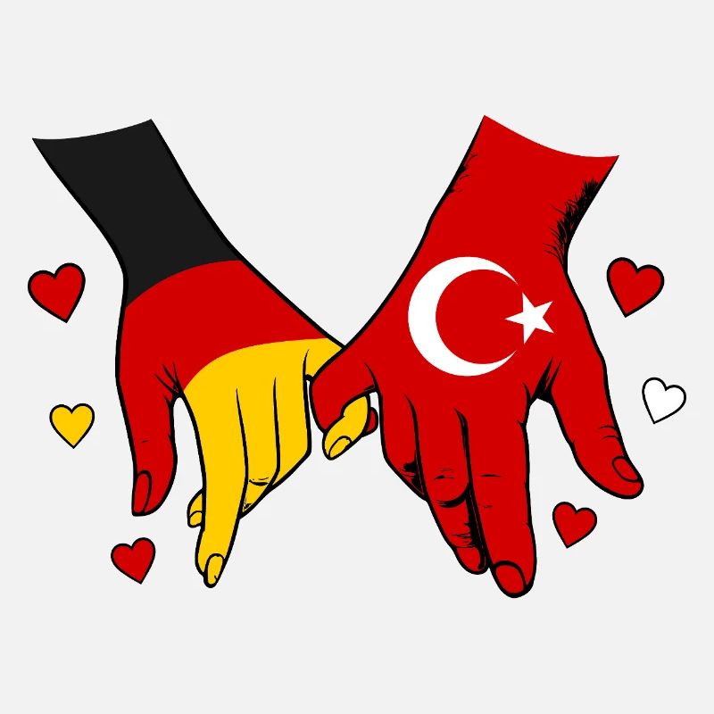 Germany Turkey Flags Holding Hands