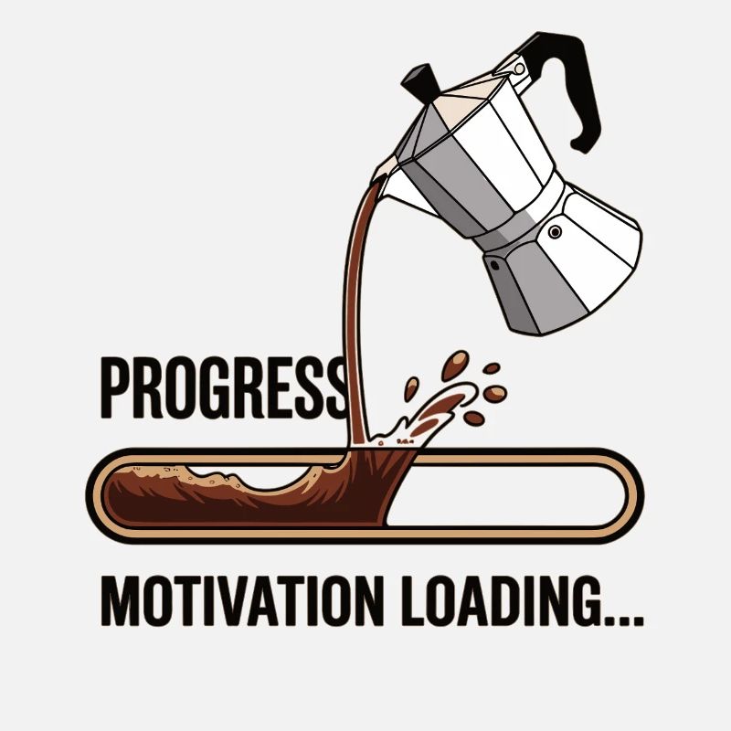 Motivation Loading Shirt mit Kaffee mit Ladebalken