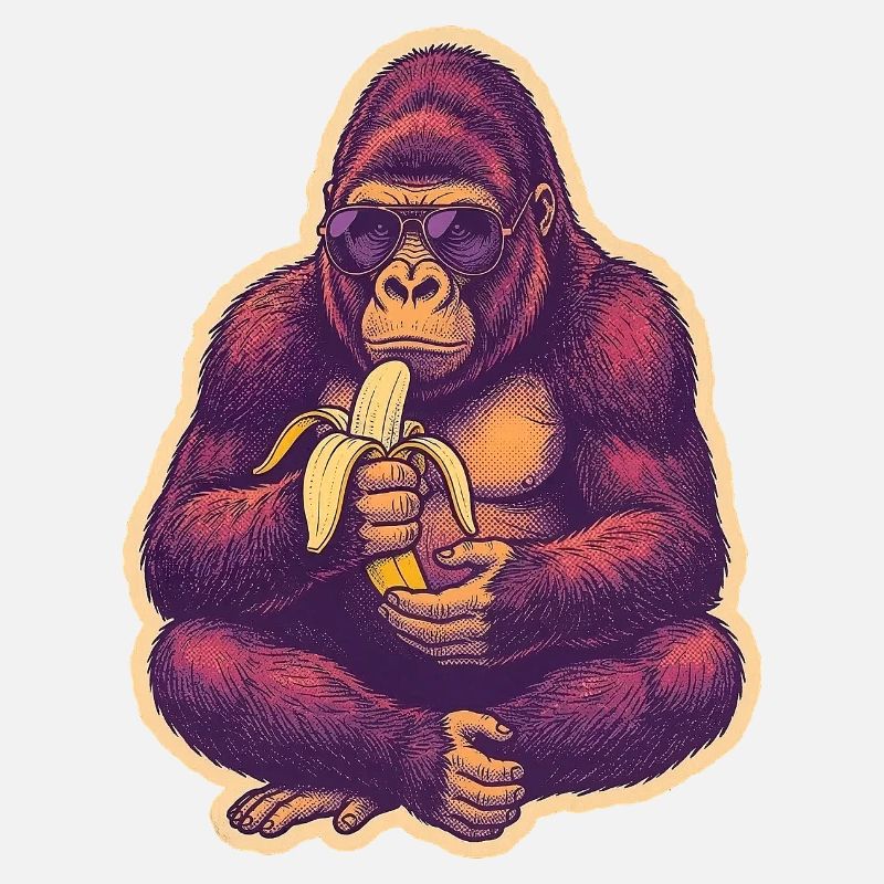 Gorilla Mit Sonnenbrille Isst Banane