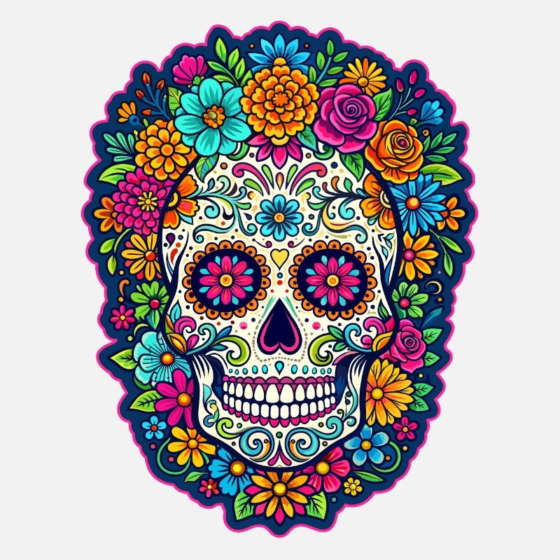 Mexican skull sugar skull flowers
