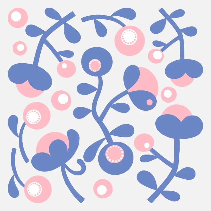 Abstract Peonies L Rose Blue White