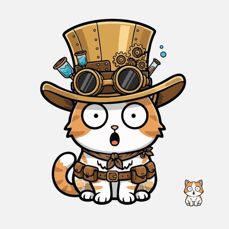 Cat Explorer Steampunk Top Hat Goggles