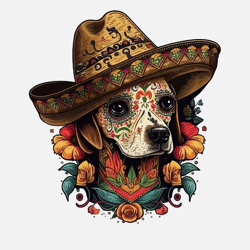 Sugar Skull Sombrero Dog