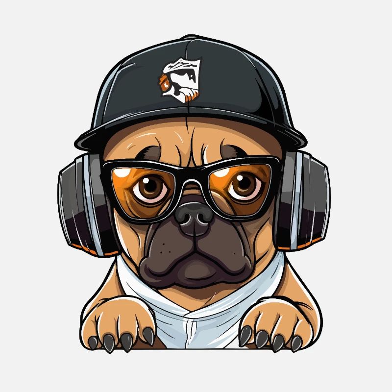 DJ chien avec casque