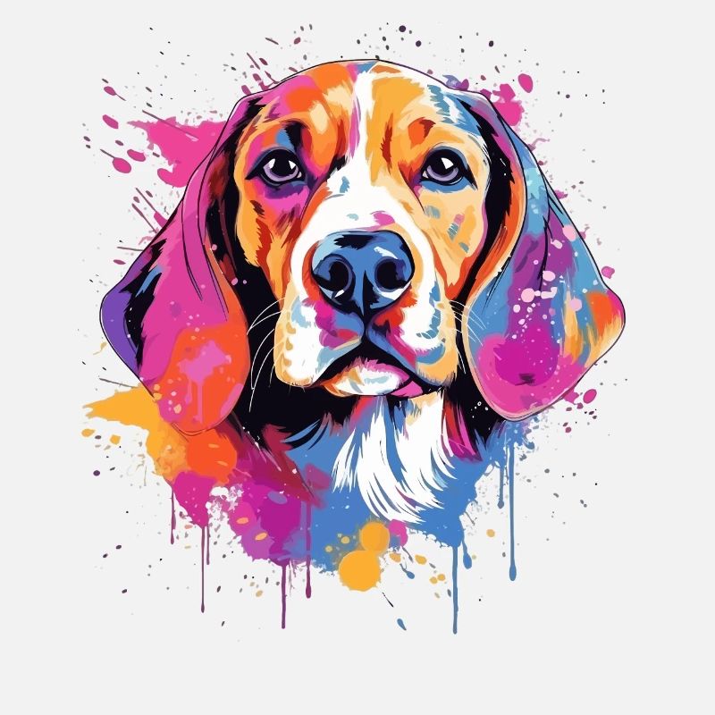 Farbenfrohe Splash-Art-Beagle-Hund