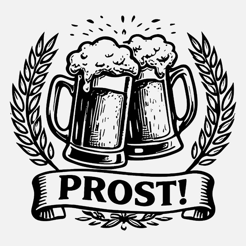 Cheers beer mugs laurel wreath