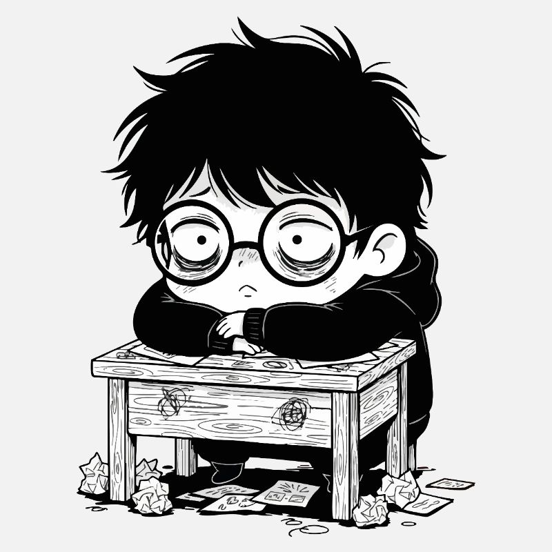 Étudiant Burnout Bureau Regard Vide