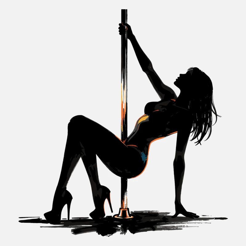 Exotic Pole Dance: Sexy Squat in High Heels Art