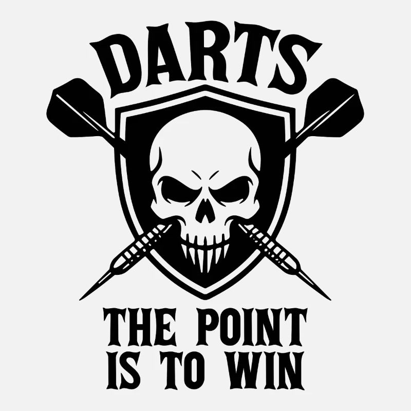 Darts The Point Is To Win Skull Shield Sport