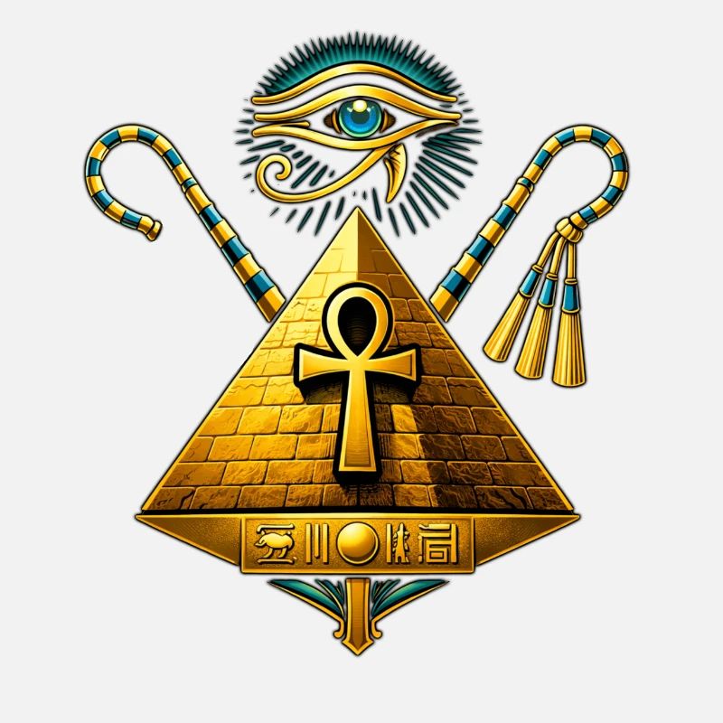 Pyramide Ankh et Œil d'Horus Doré