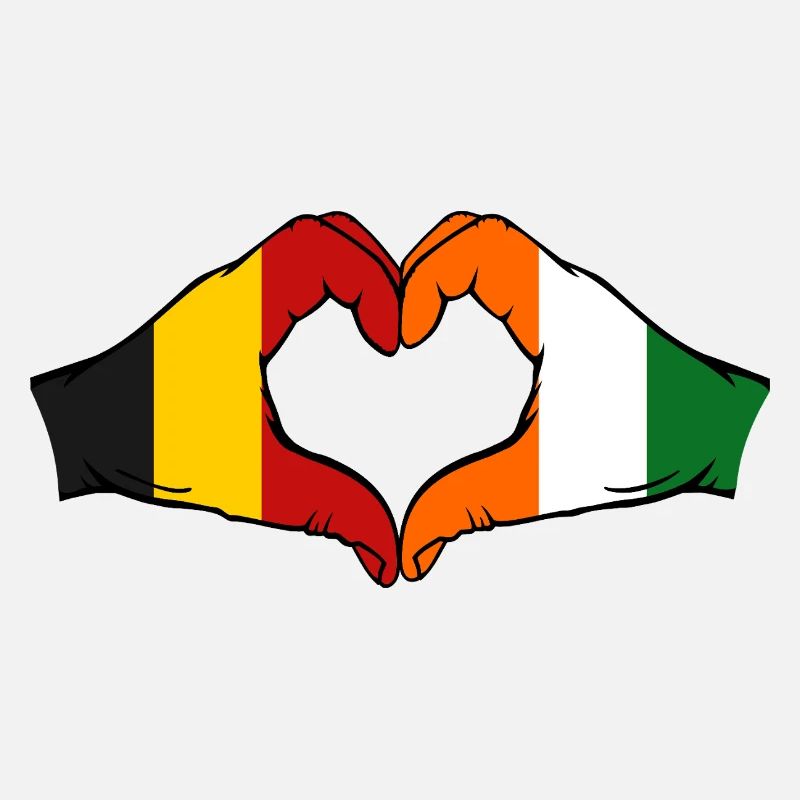 Belgium Côte d'Ivoire Flag Hands Heart Shape