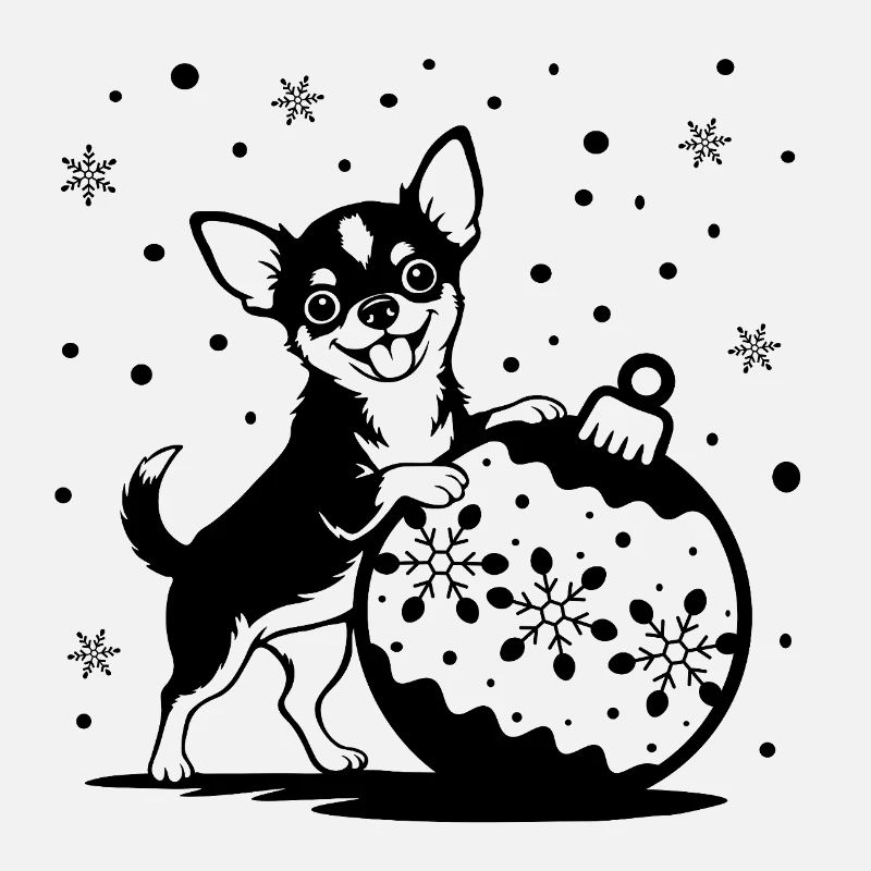 Chihuahua joyeux avec babiole de Noël