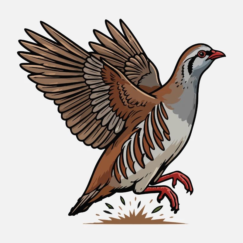 Red Partridge in Flight Wild Countryside