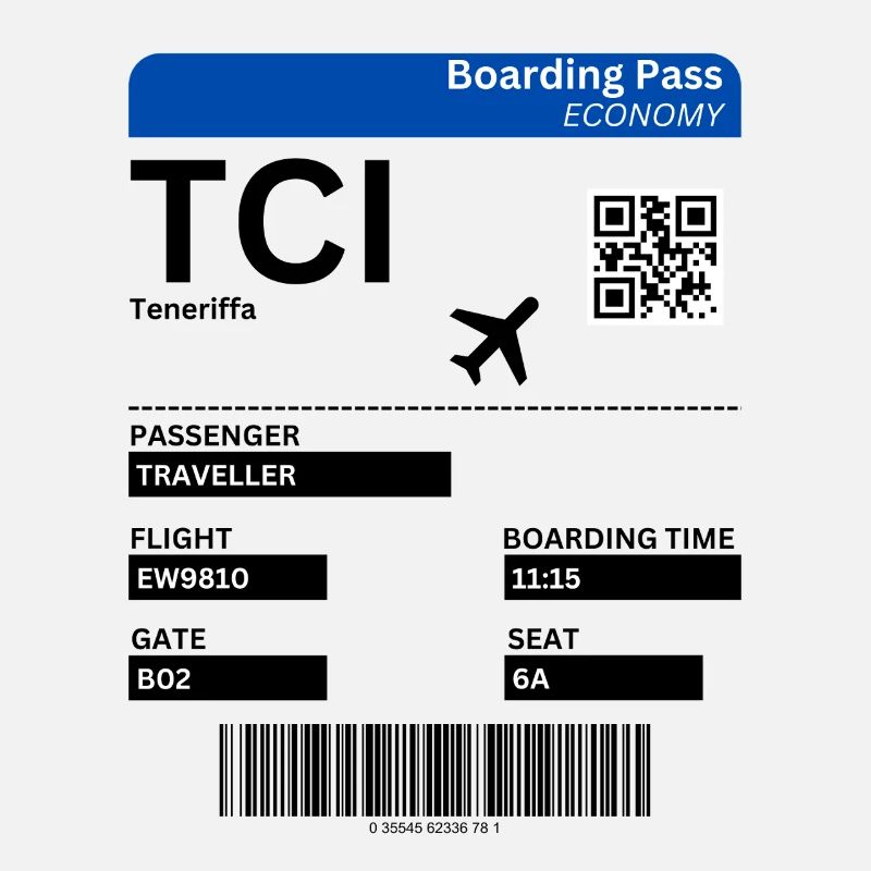 Flight Ticket Tenerife Vacation Canary Islands Idea