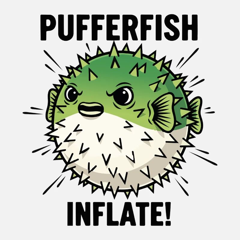 Globe Fish Danger Inflate Black Pufferfish
