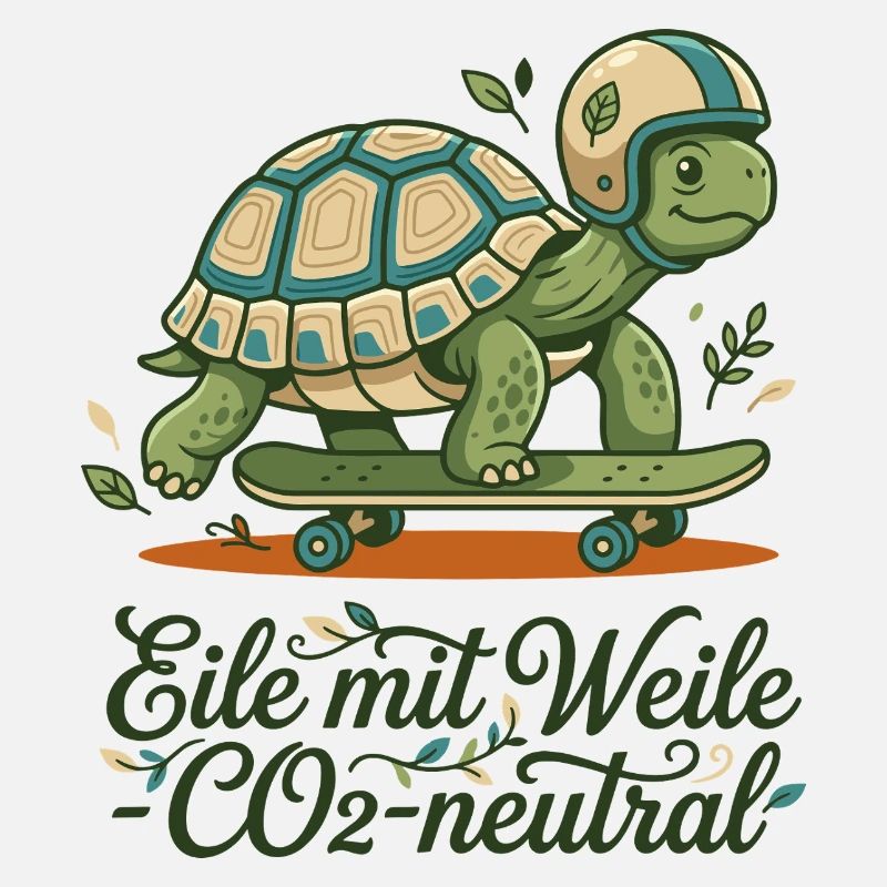 Schildkröte Skateboard Nachhaltig Spruch Design