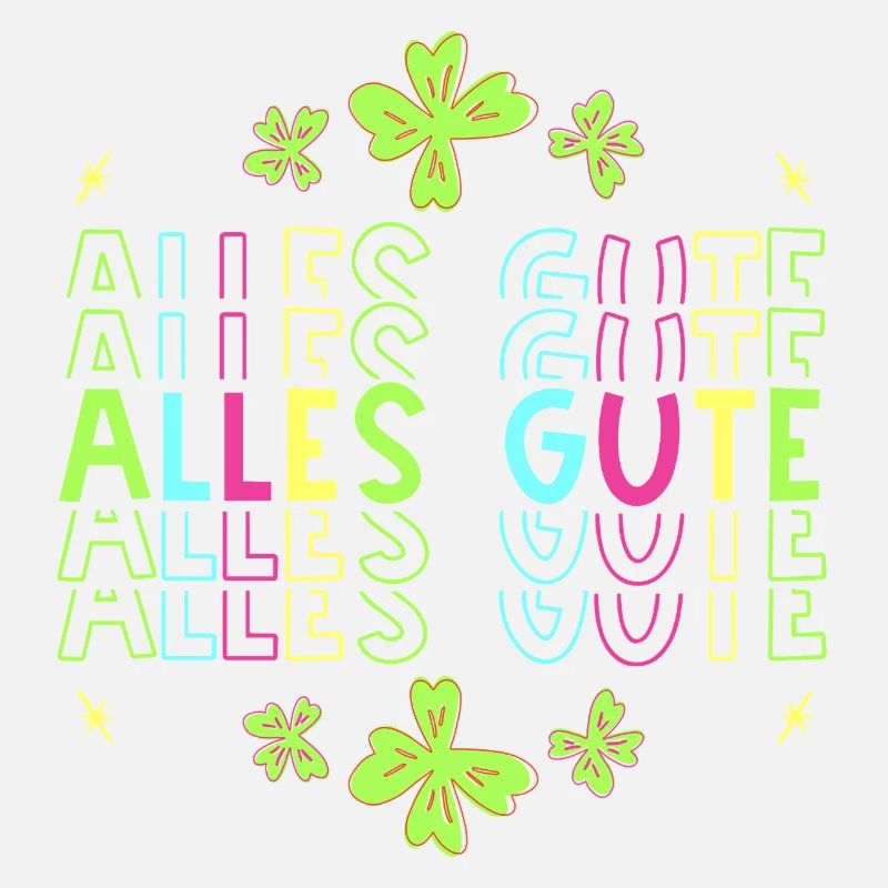Alle Gute - Glücksbringer - Glücksklee neon