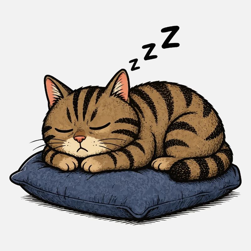 Sleeping cat on pillow
