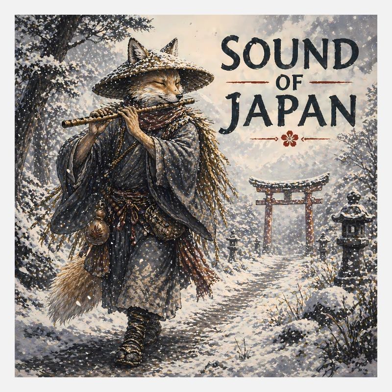 Japanisches Kitsune-Flötendesign