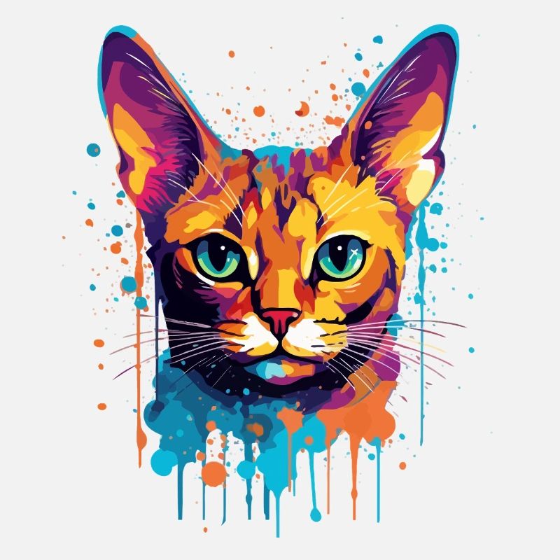 Bunte Splash-Kunst Abessinianisches Katzengesicht