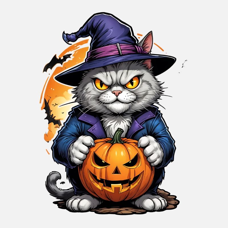 Chat d’Halloween avec citrouille