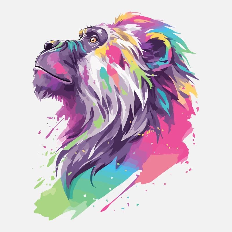 Monkey Chimpanzee Primate Nature Wilderness Colorful Art
