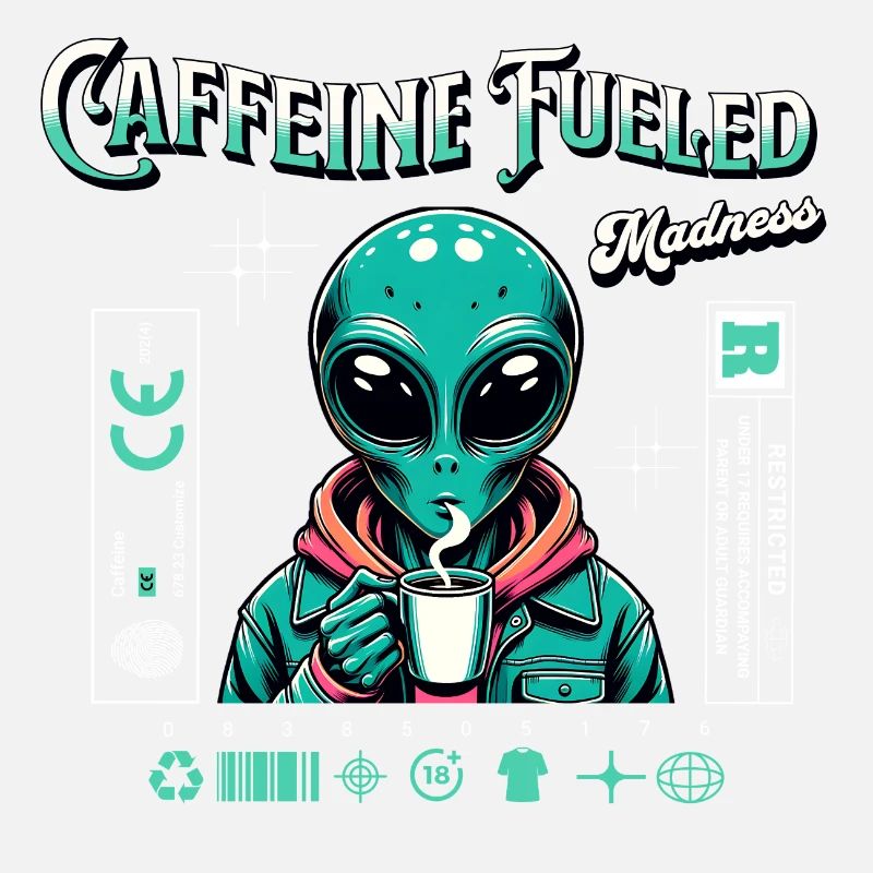 Caffeine-Charged Madness - Funny Alien Theme