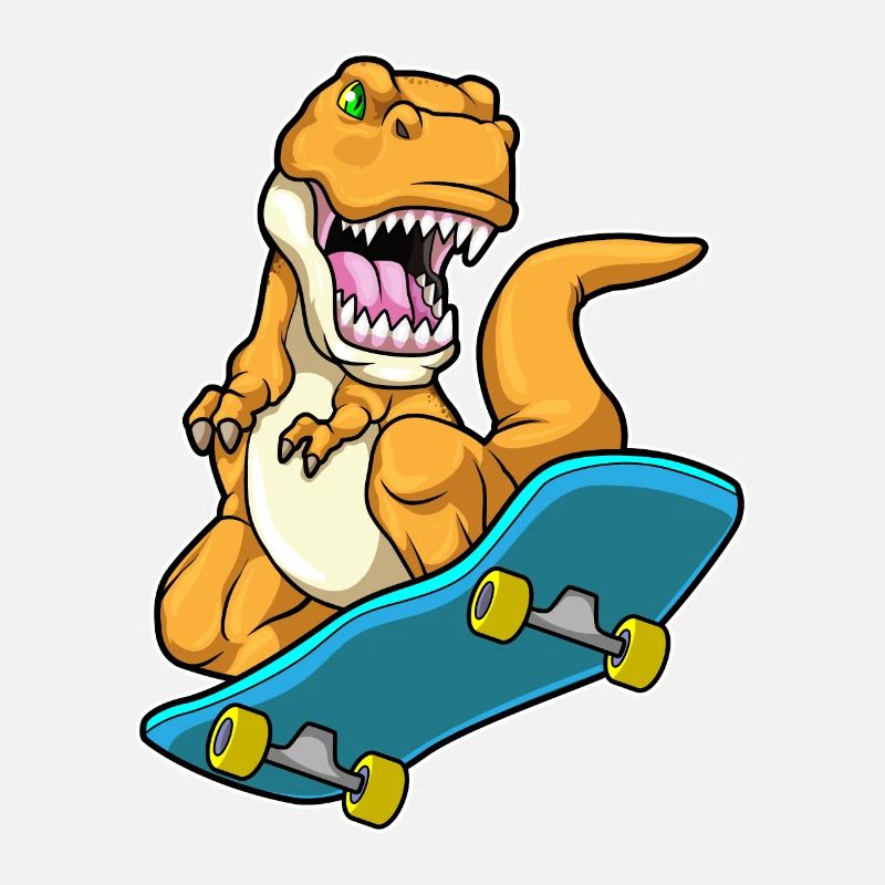 Dinosaur as a skater with a skateboard
