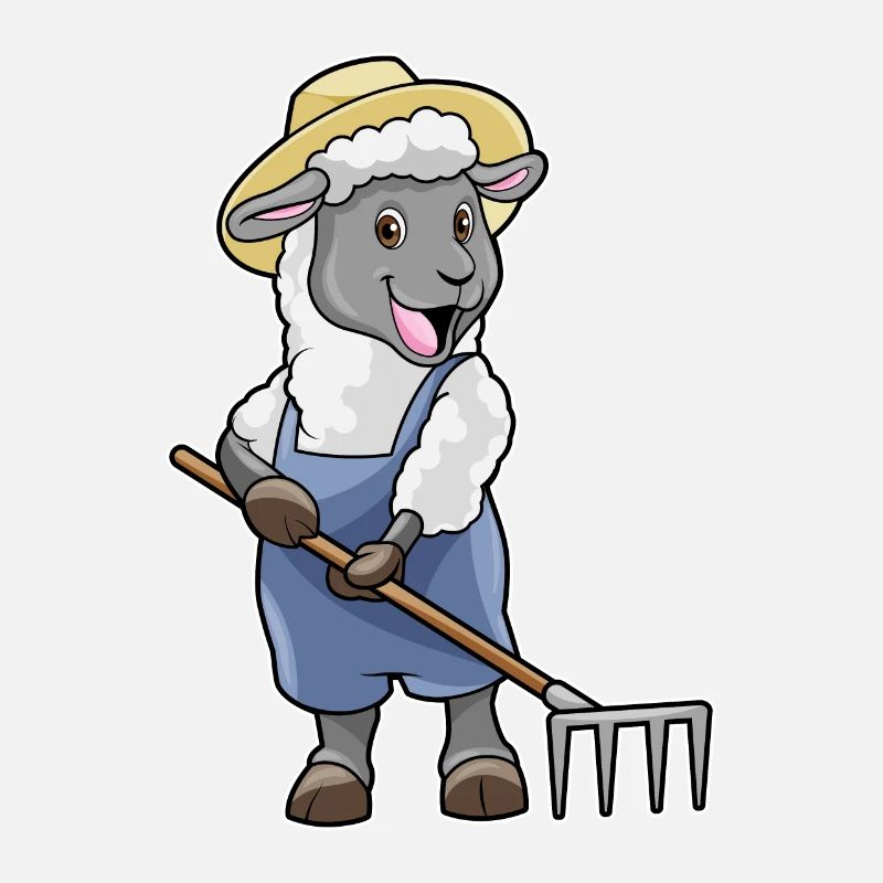 Schaaf as a farmer with rake & hat