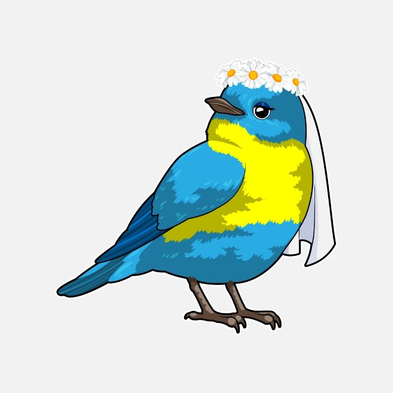 Bird as bride with flower wreath
