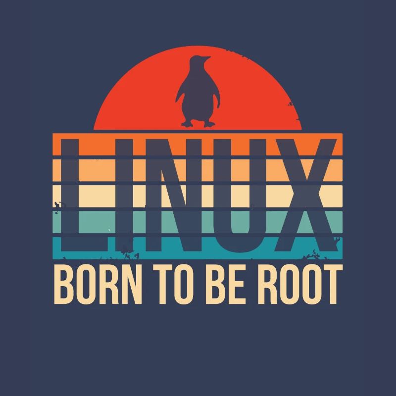 Linux né pour être Root Penguin Nerd Coding Geek