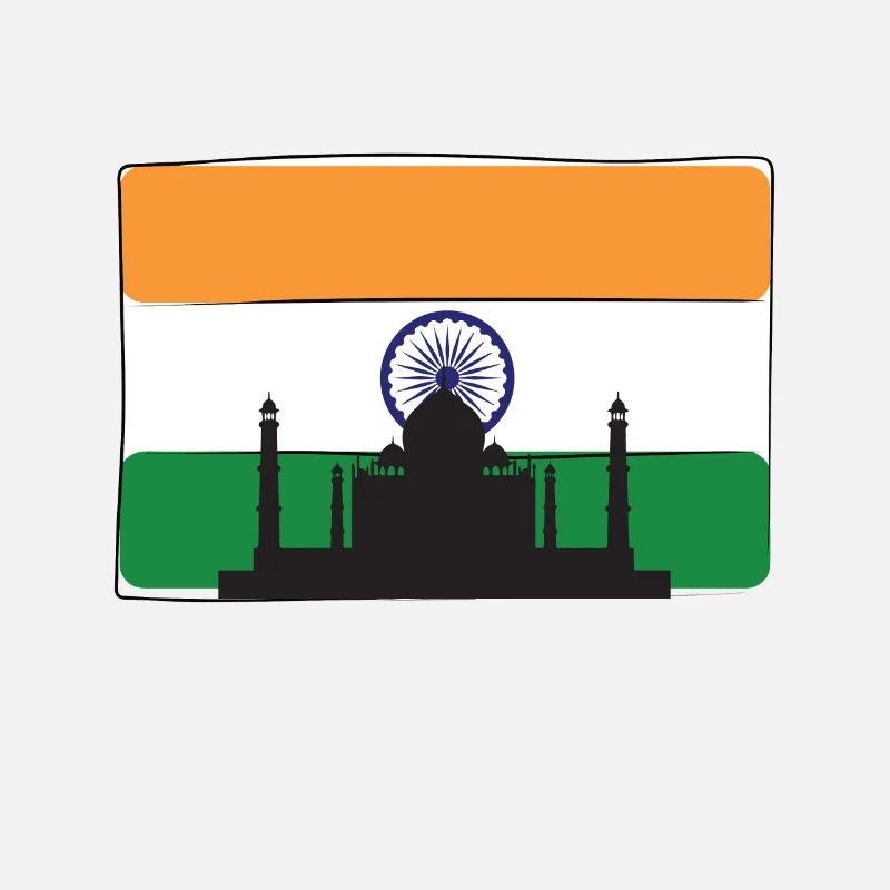 Drapeau de l’Inde Taj Mahal Palace Mausolée Asie du Sud