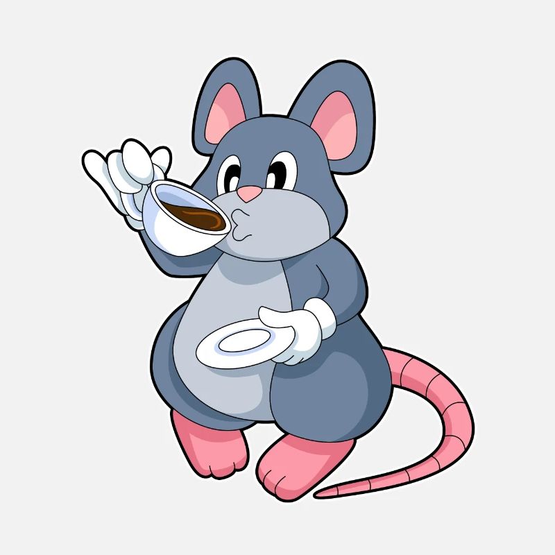 Maus mit Tasse Kaffee