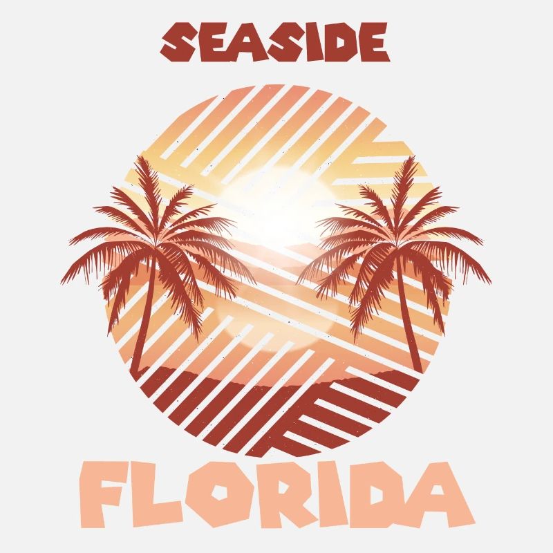 Retro Coastal Florida Palm Ocean Surfing