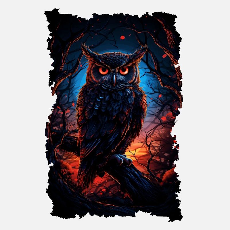 Coole Eule mit großen Augen in der Nacht